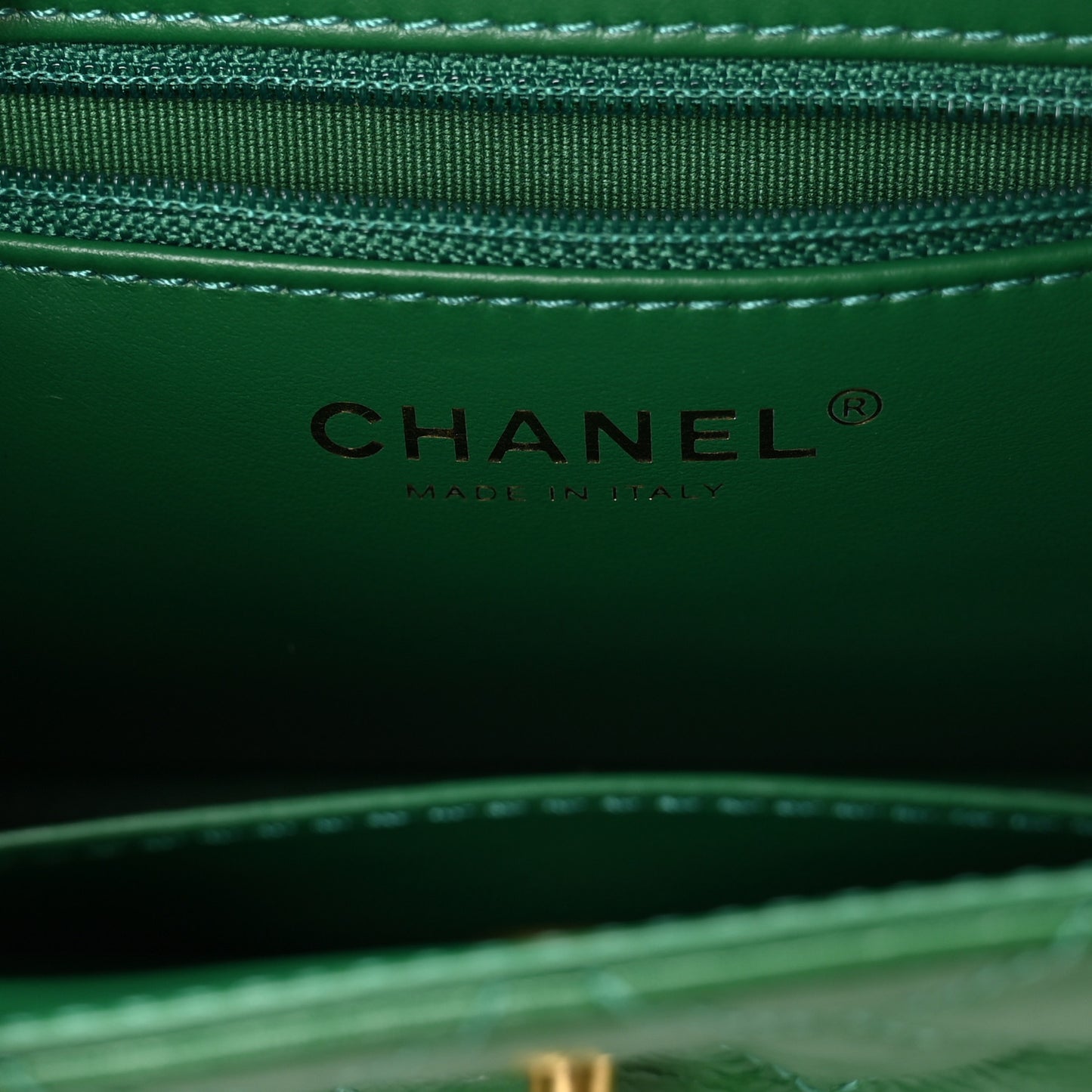 Shiny Aged Calfskin Quilted Nano Kelly Shopper Green