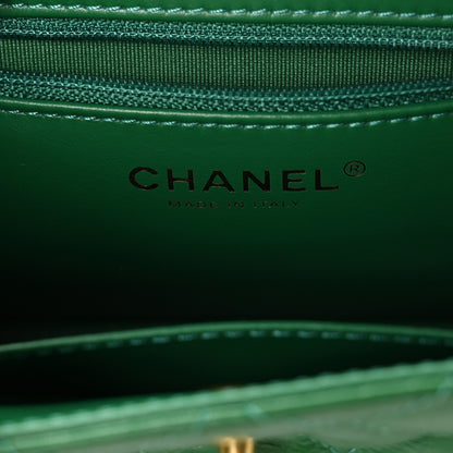 Chanel Shiny Aged Calfskin Quilted Nano Kelly Shopper Green 6 of 11