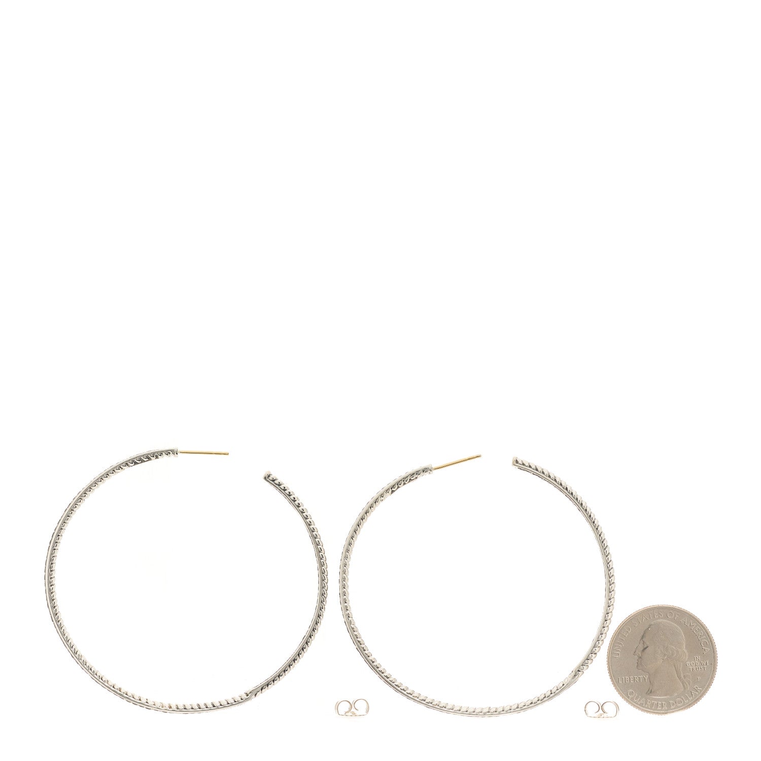 David Yurman Sterling Silver Black Diamond 60mm Hoop Earrings 2 of 4