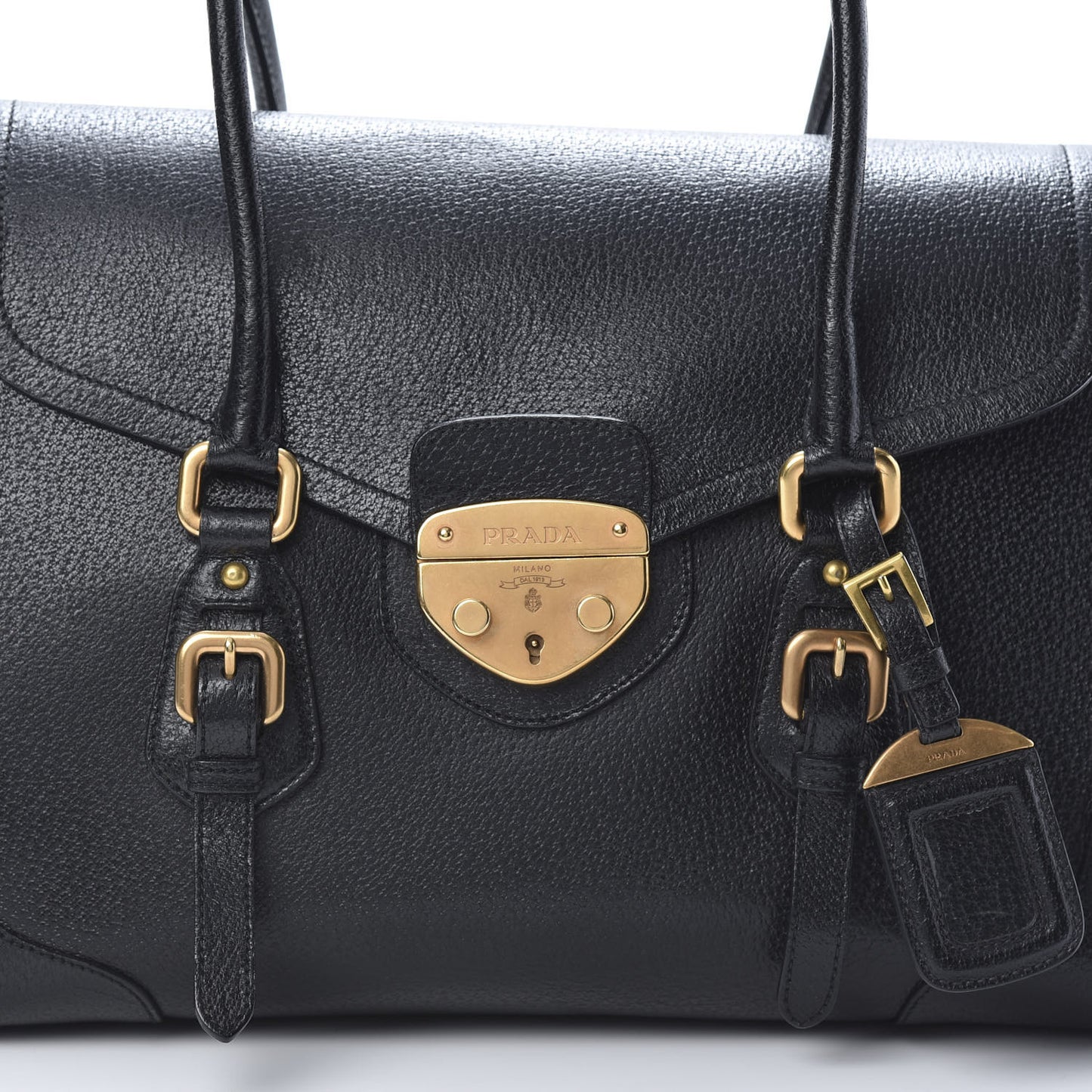 Goatskin Cerniera Pushlock Satchel Black