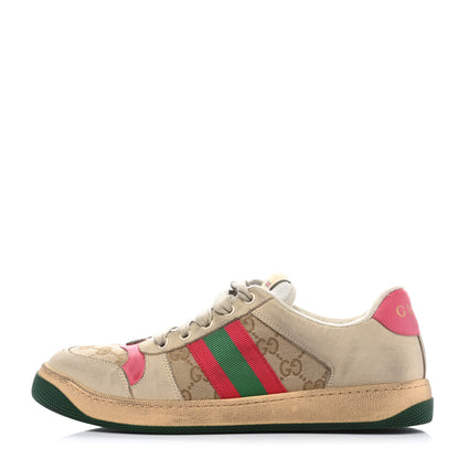 Gucci GG Monogram Nubuck Web Womens Screener Sneakers 39 New Sand Dusty Milk Pink 1 of 12