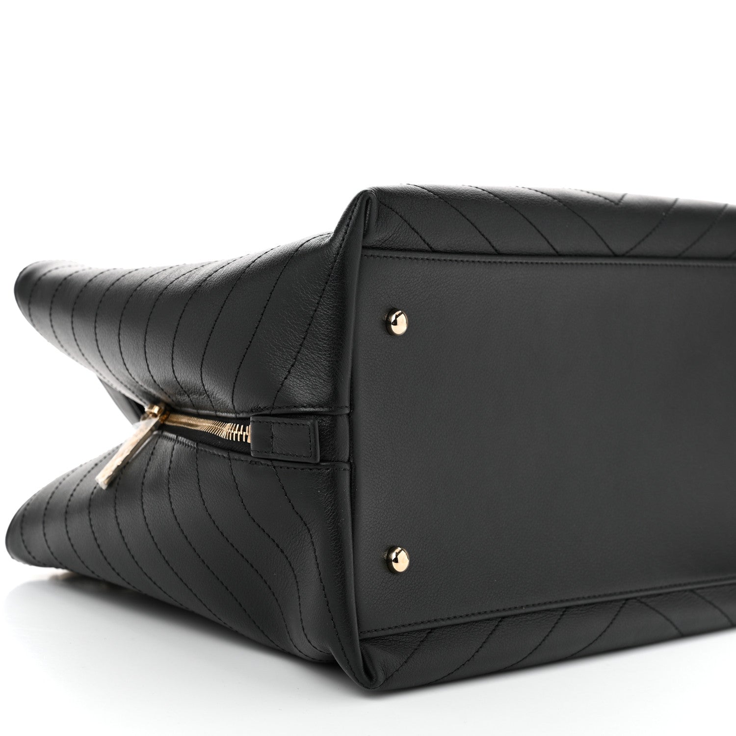 Chanel Calfskin Stitched Large Chevron Chic Shopping Bag Black 9 of 10