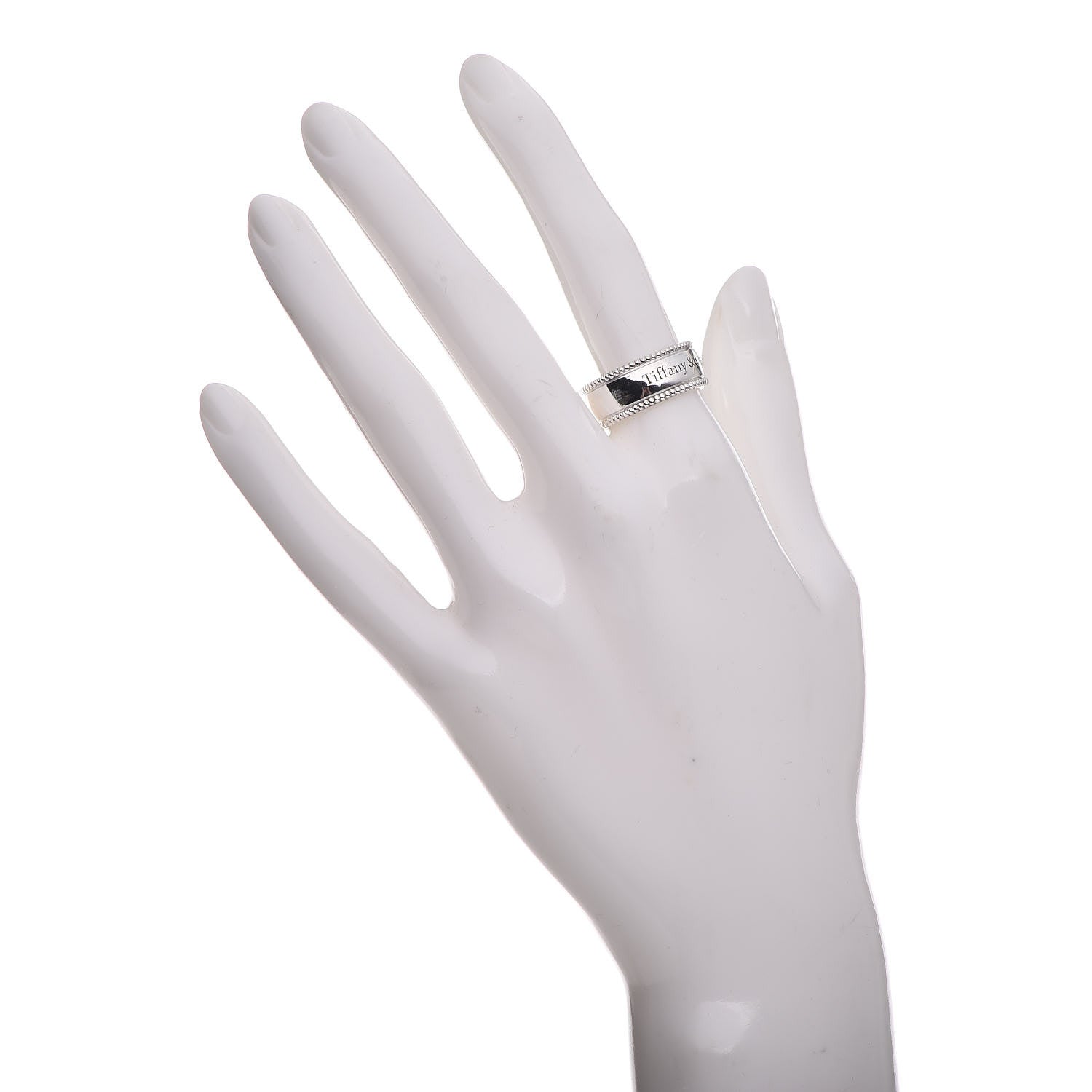 Tiffany Sterling Silver Milgrain Logo Band Ring 54 6.75 2 of 4