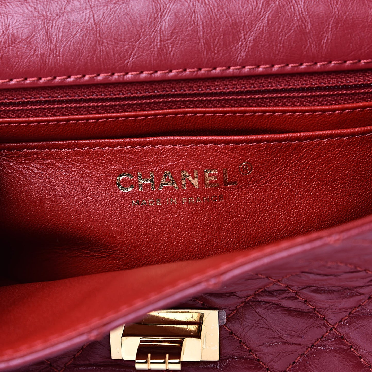 Aged Calfskin Quilted 2.55 Reissue Mini Flap Red
