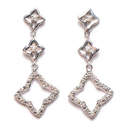 David Yurman Sterling Silver Diamond Quatrefoil Drop Earrings 1 of 3