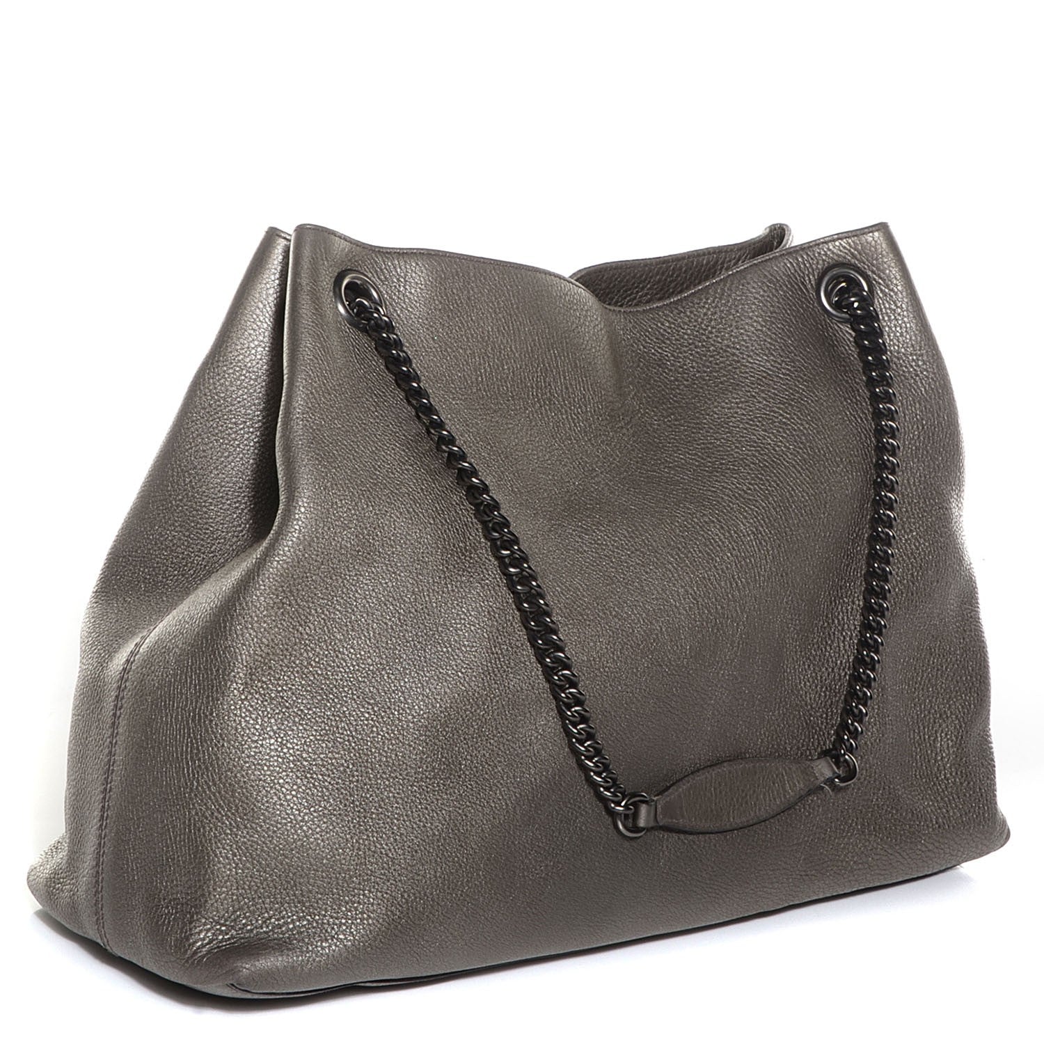 Gucci Metallic Pebbled Calfskin Large Soho Chain Shoulder Bag Sasso 3 of 7