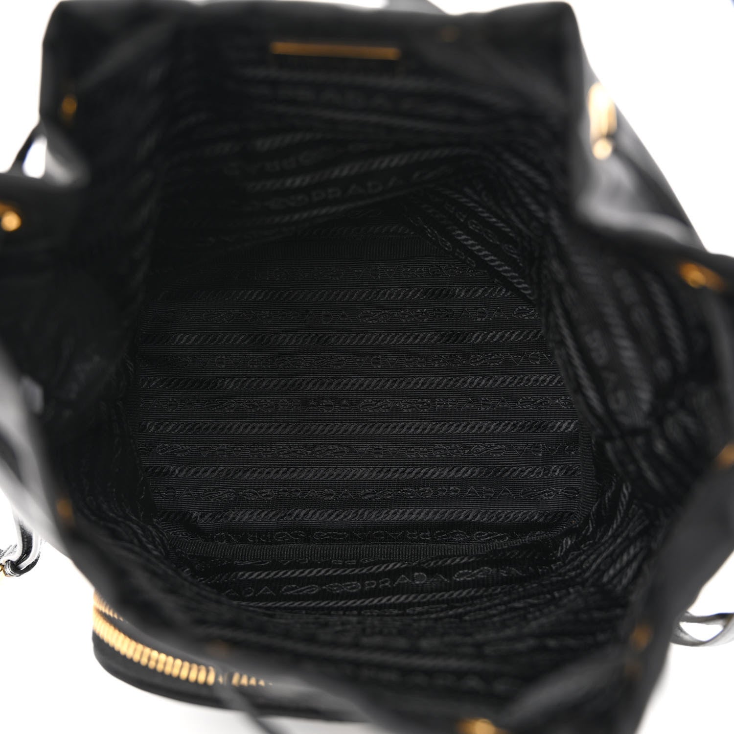 Prada Saffiano Tessuto Nylon Mini Bucket Crossbody Bag Black 5 of 12