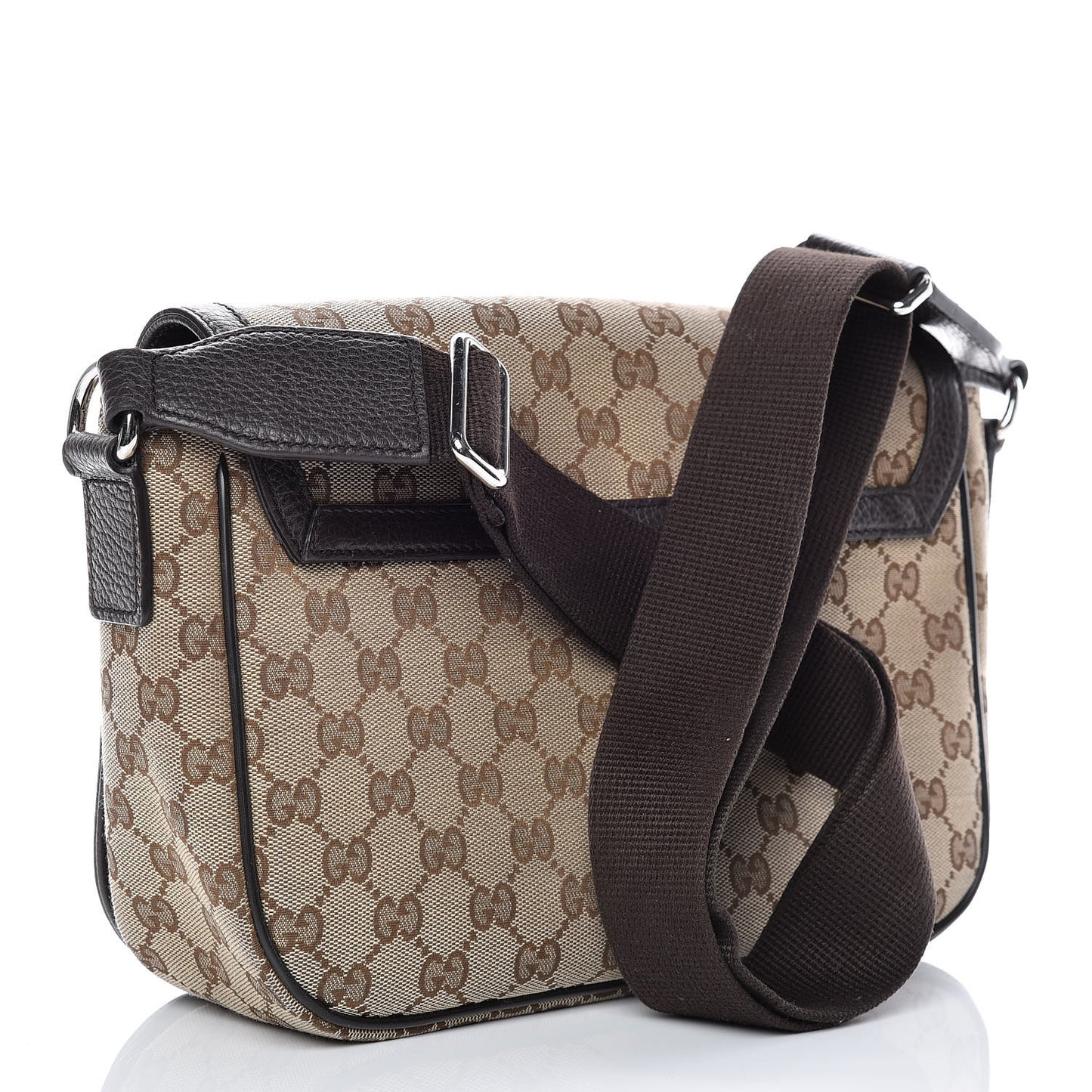 Monogram Flap Messenger Bag Beige Dark Brown