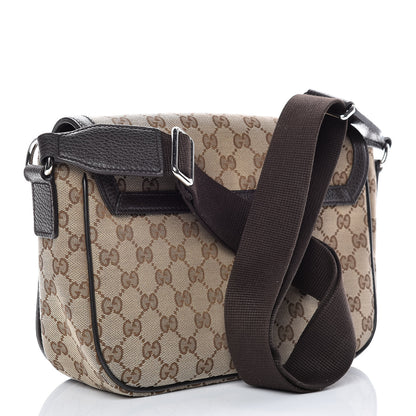 Gucci Monogram Flap Messenger Bag Beige Dark Brown 3 of 11