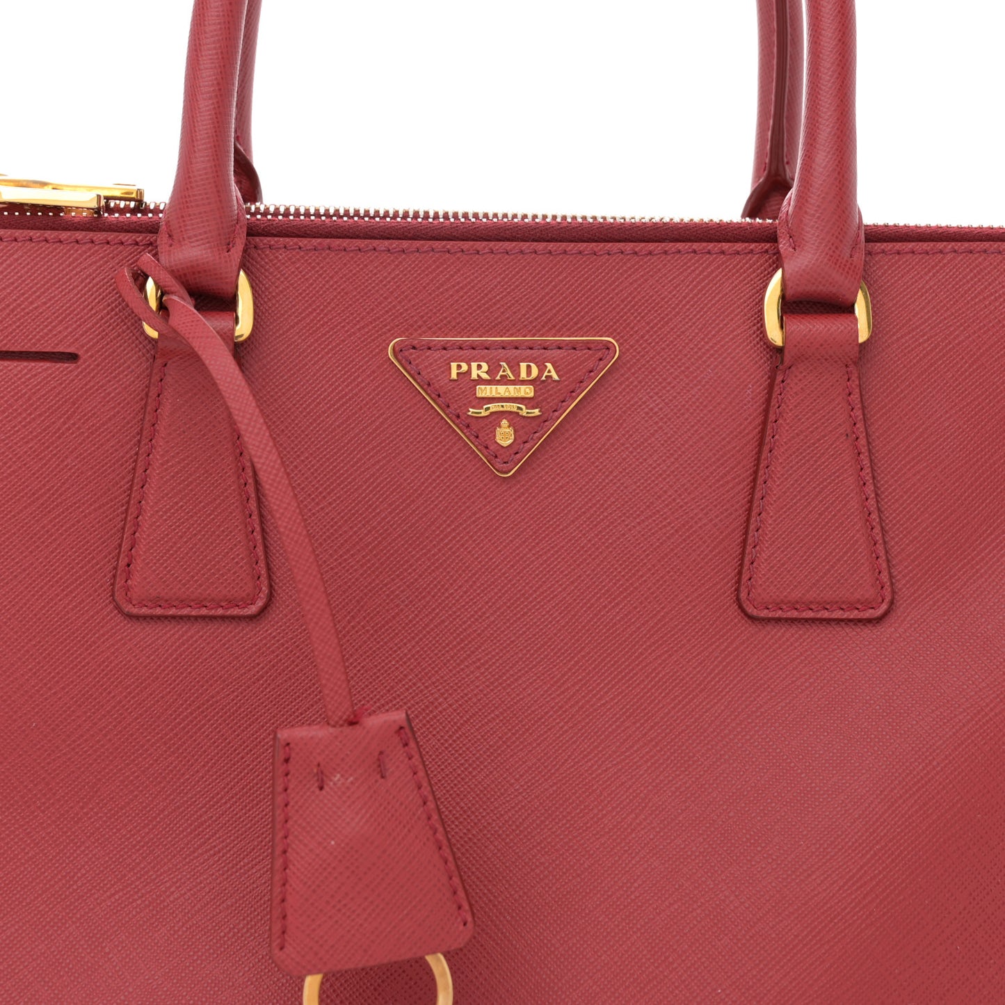 Saffiano Lux Small Galleria Double Zip Tote Fuoco