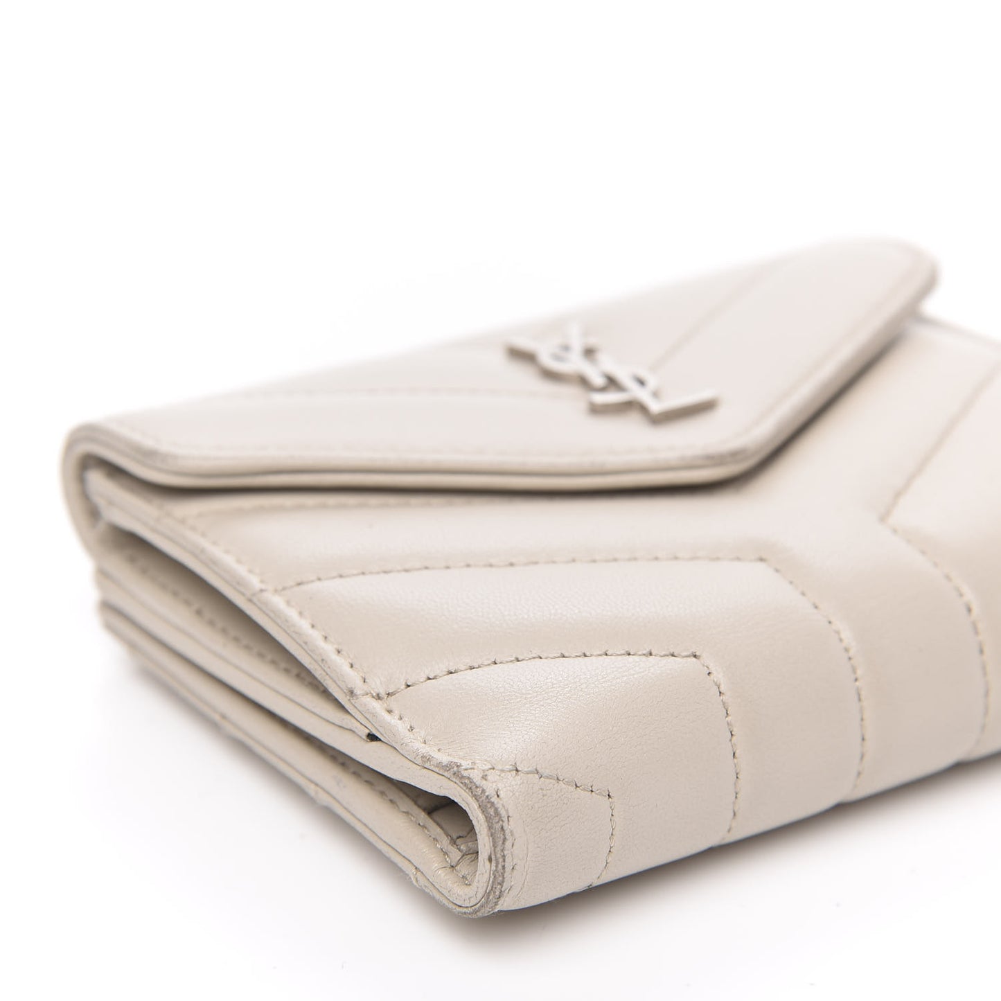 Lambskin Y Quilted Monogram Compact Loulou Wallet Nude Powder