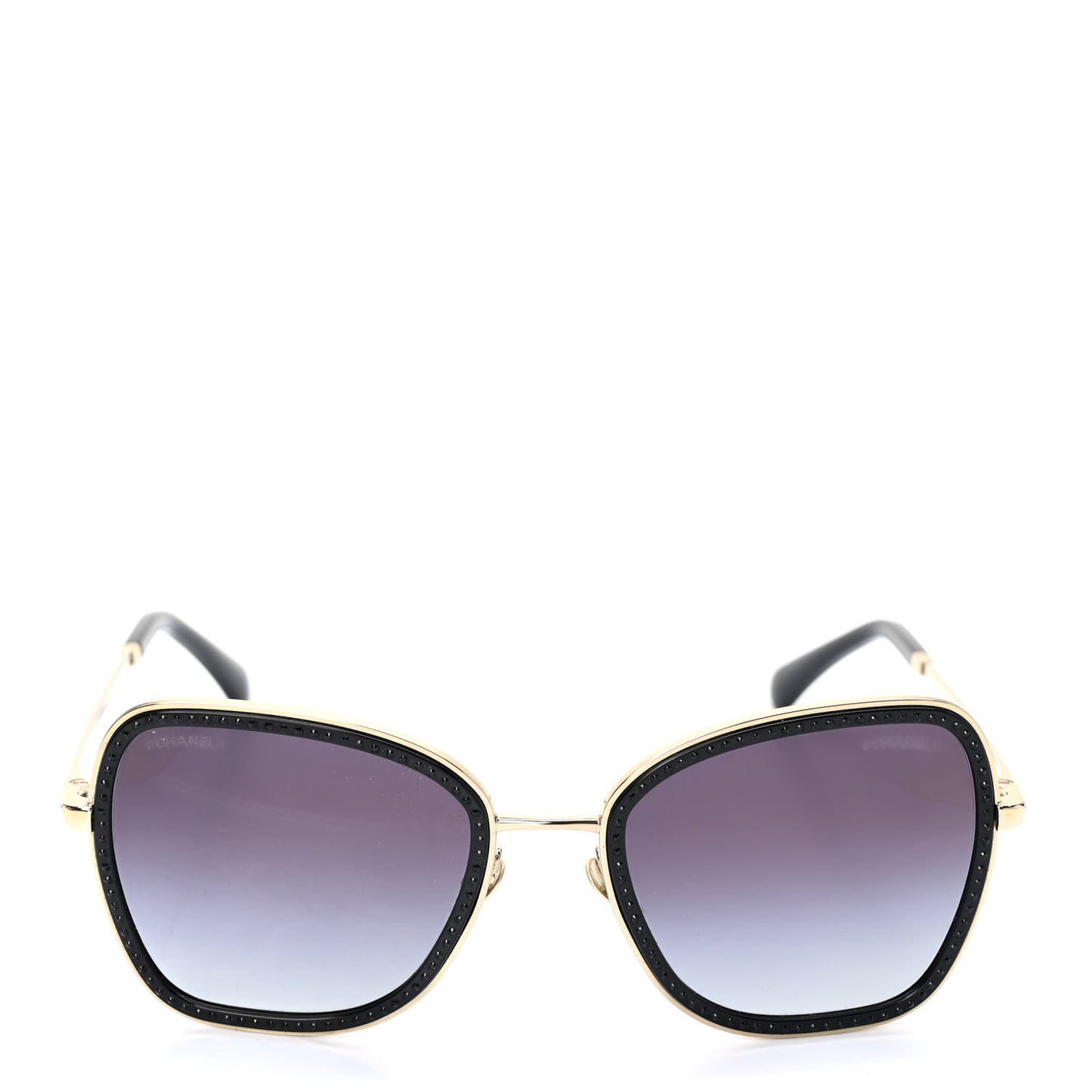 Square Frame Sequin Sunglasses 4277-B Gold Black