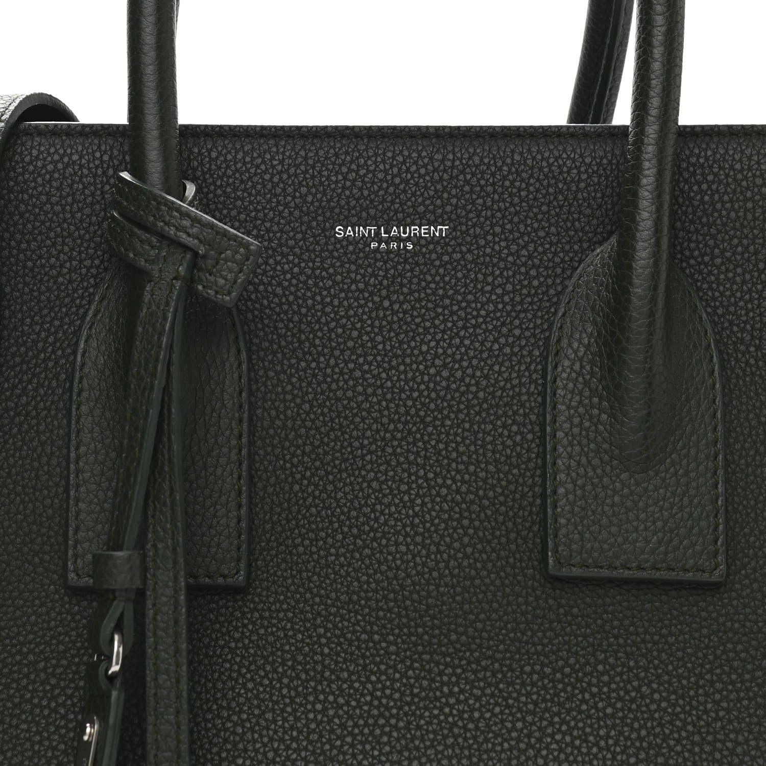 Saint Laurent Grained Calfskin Small Supple Sac De Jour Dark Vert 7 of 9