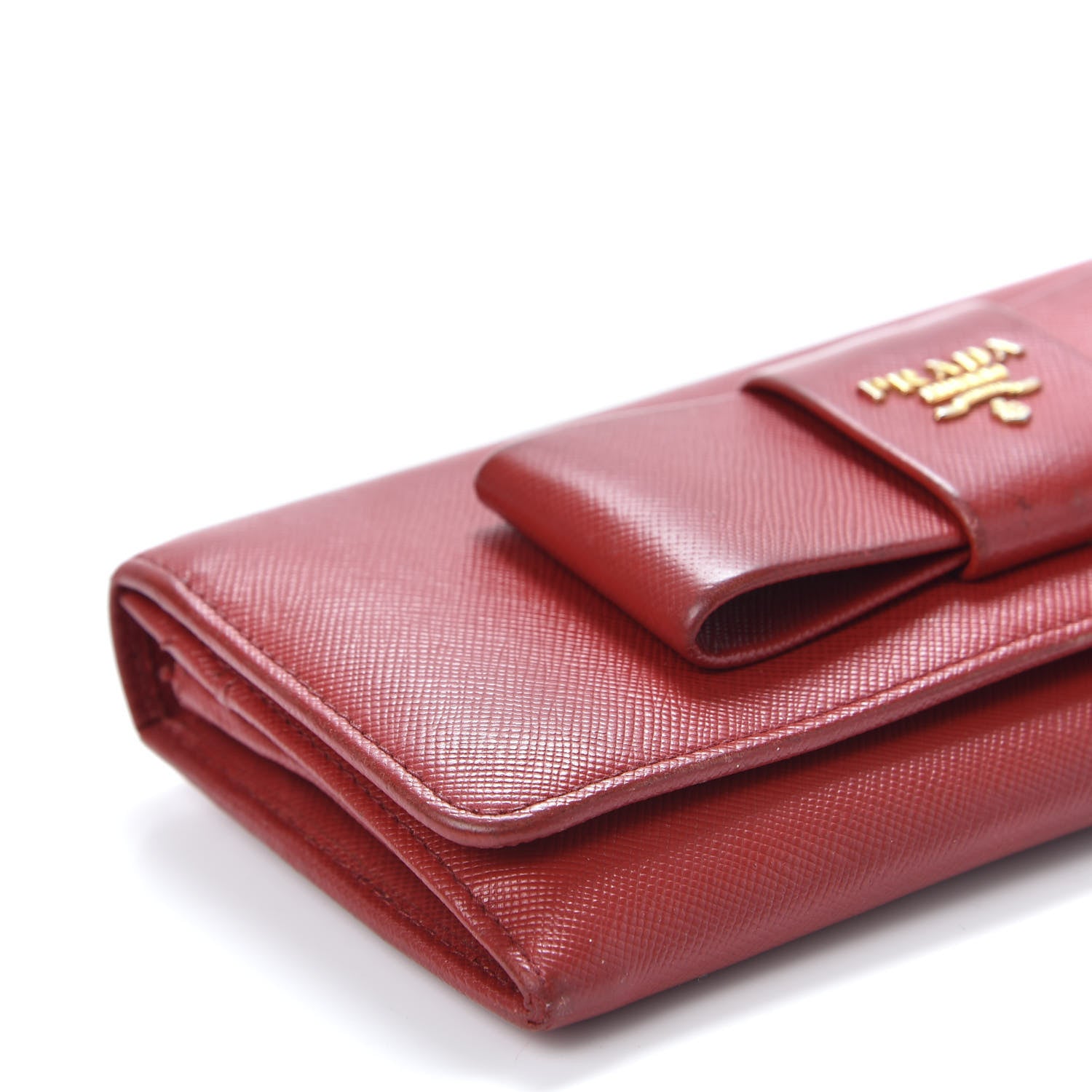 Prada Saffiano Fiocco Bow Continental Wallet Fuoco 5 of 9