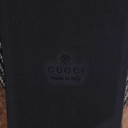 Gucci Herringbone Fur Wolf Mens Horsebit River Slingback Slippers 8 Black White 8 of 12