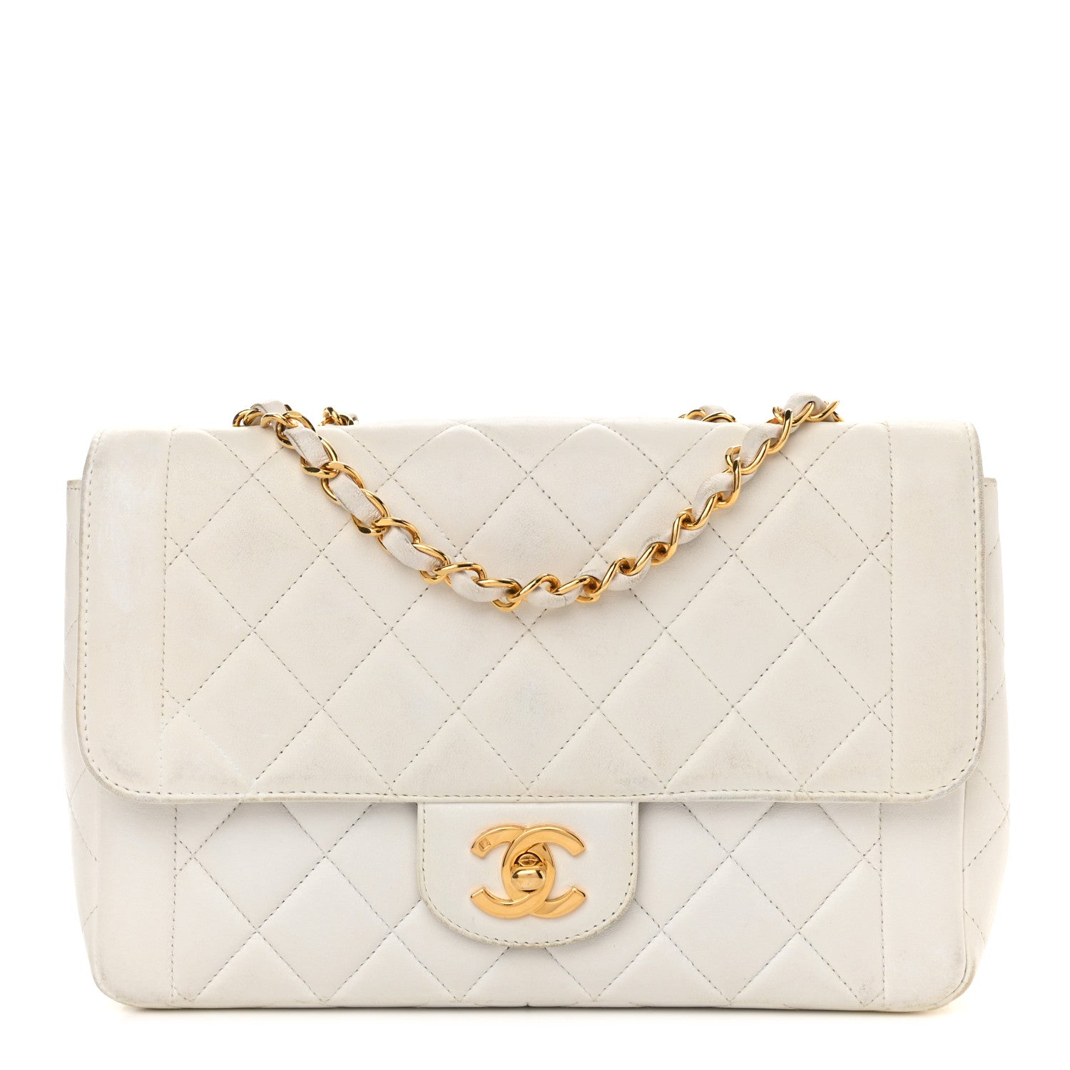Chanel Lambskin Quilted Medium Single Flap White 1 of 15