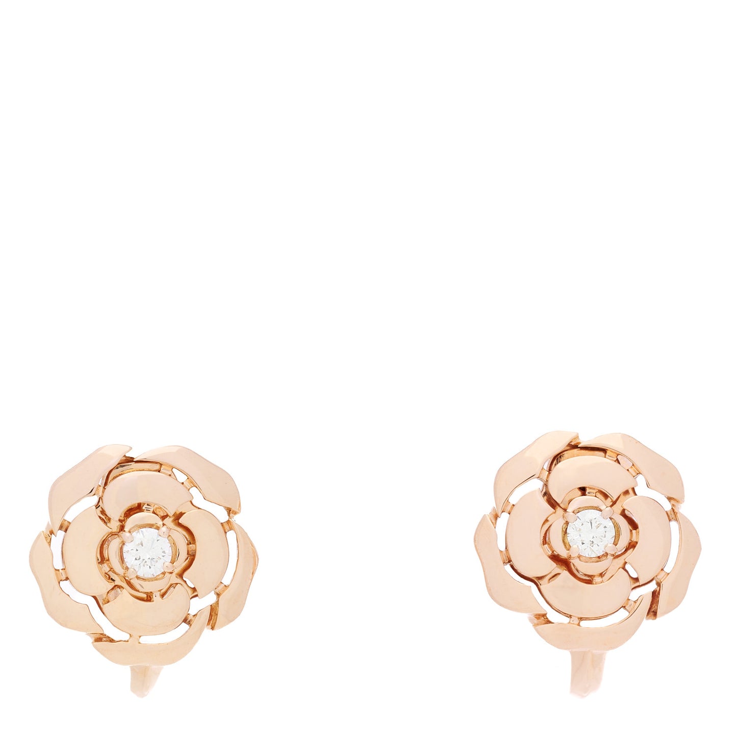18K Rose Gold Diamond Extrait de Camelia Earrings