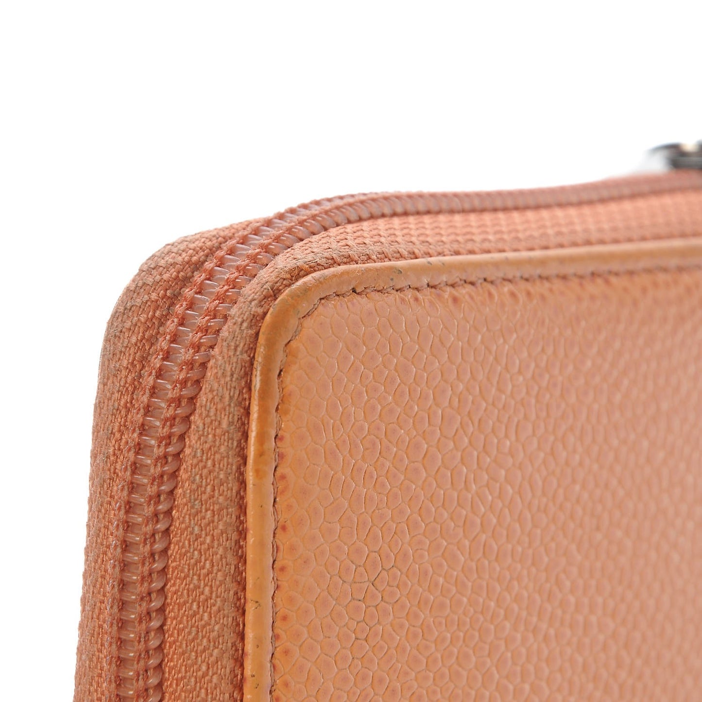 Caviar Large CC Timeless Zip Around Organizer Wallet Orange
