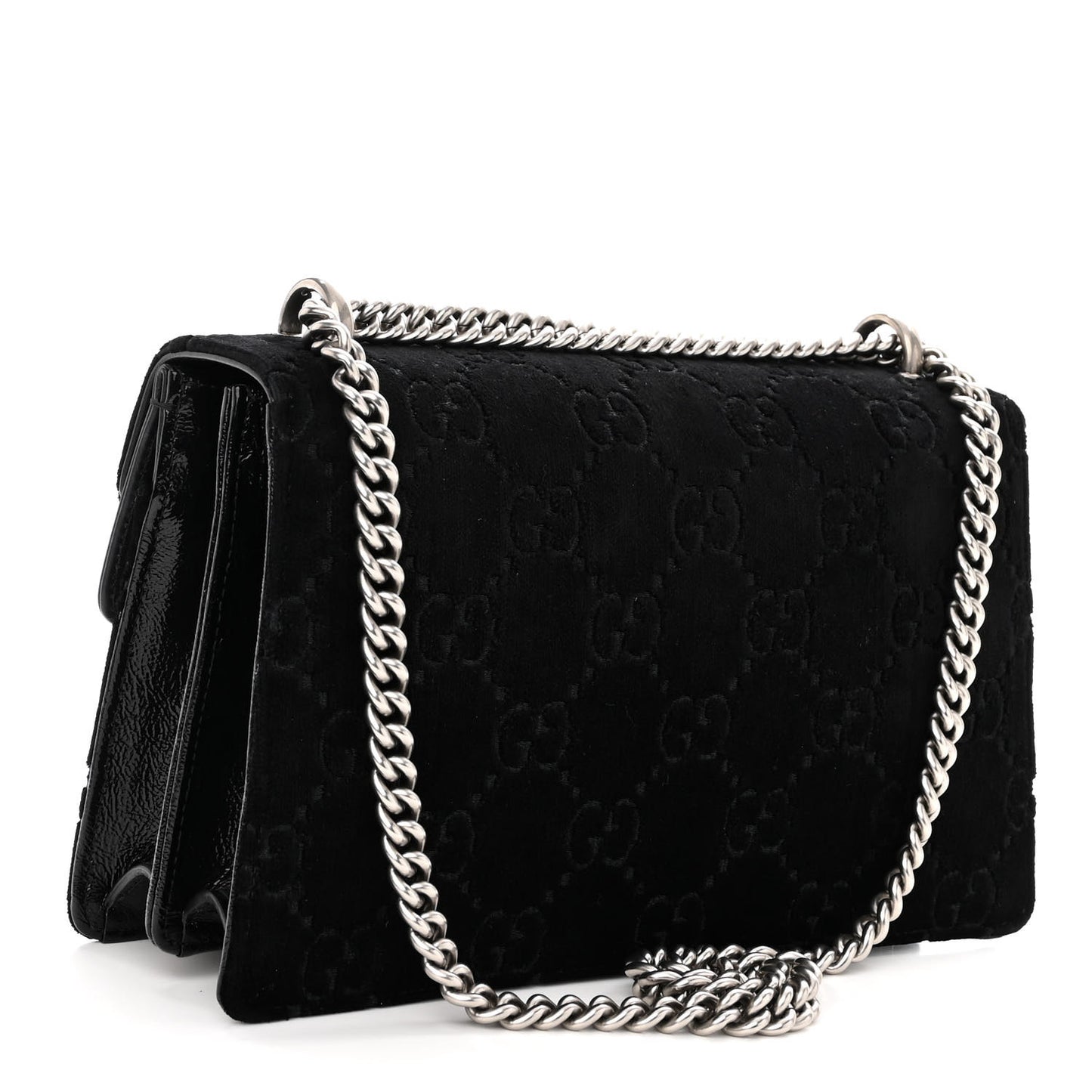 Velvet GG Monogram Small Dionysus Shoulder Bag Black