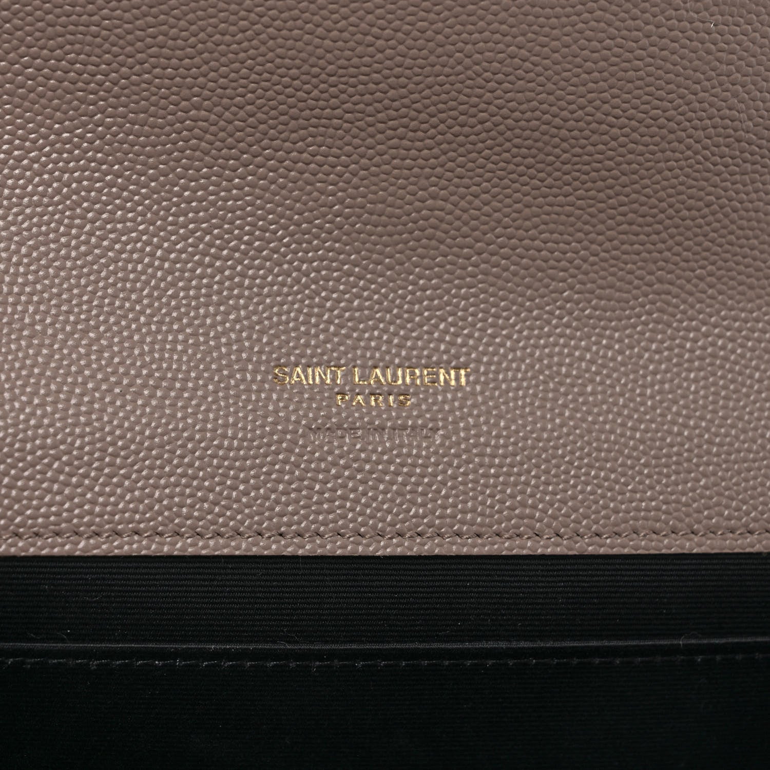 Saint Laurent Grain De Poudre Matelasse Chevron Monogram Envelope Clutch Dark Beige 5 of 7