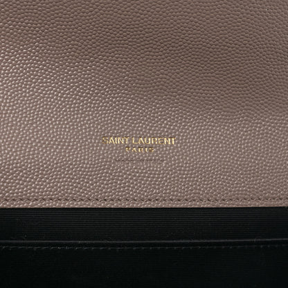 Saint Laurent Grain De Poudre Matelasse Chevron Monogram Envelope Clutch Dark Beige 5 of 7