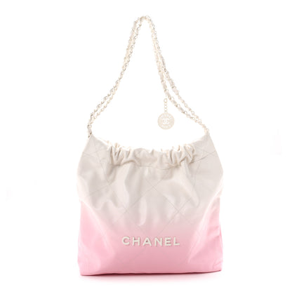 Chanel Patent Gradient Calfskin Quilted Small Chanel 22 White Light Pink 1 of 11