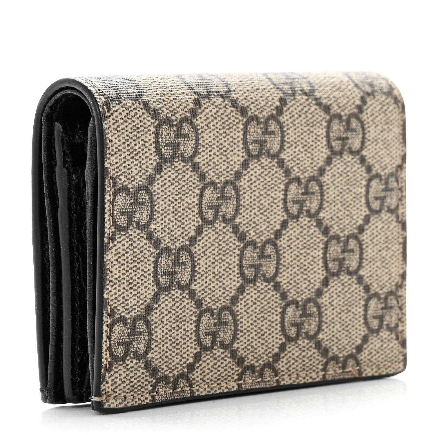 Gucci Dollar Calfskin GG Supreme Monogram GG Marmont Card Case Black Beige Ebony 3 of 8