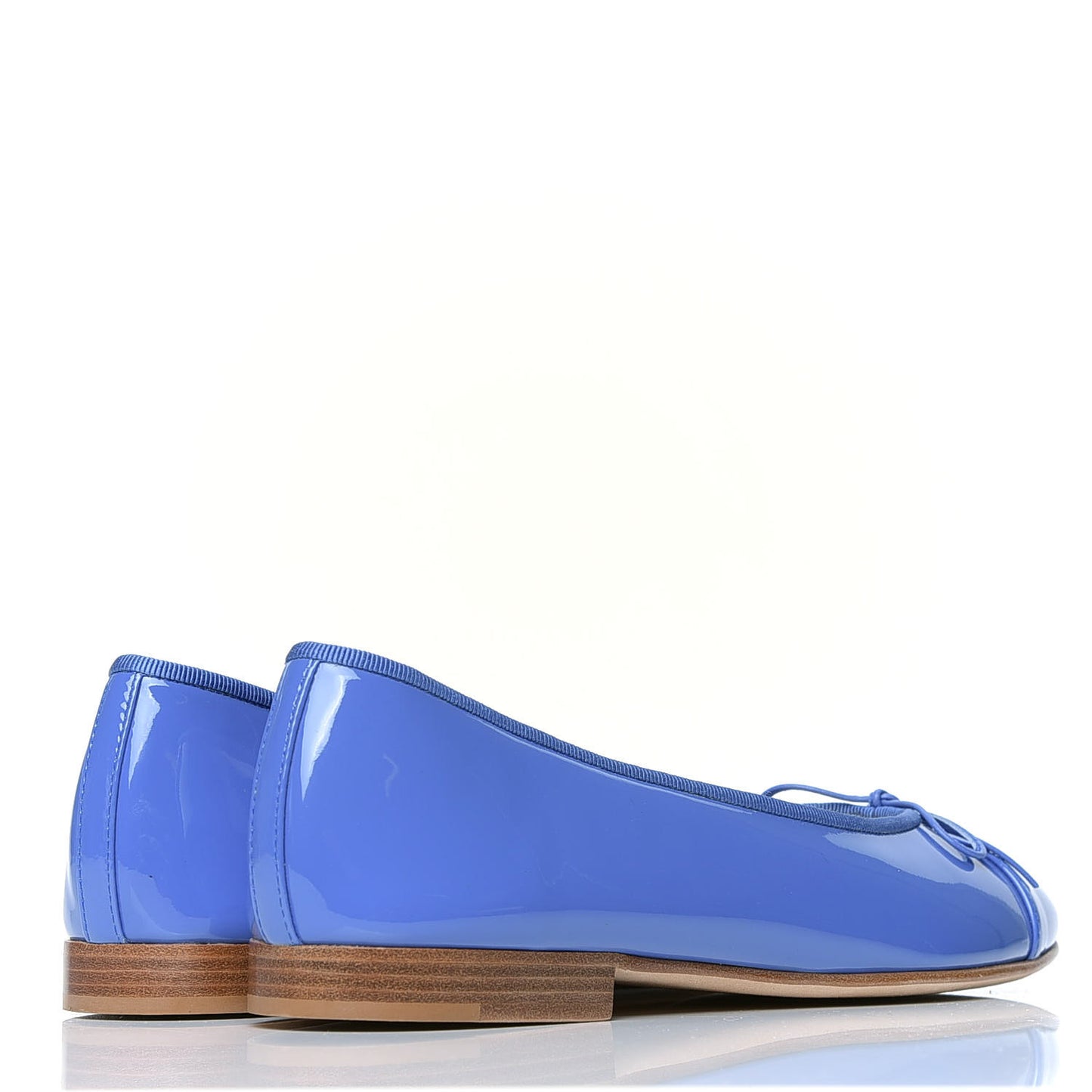Patent Calfskin CC Cap Toe Ballerina Flats 39 Blue