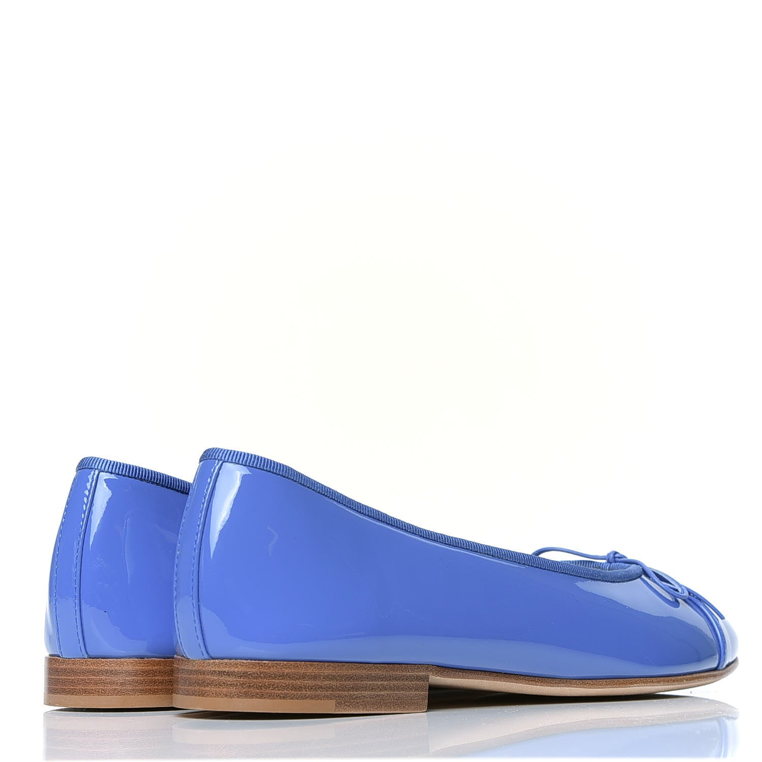 Chanel Patent Calfskin CC Cap Toe Ballerina Flats 39 Blue 3 of 5
