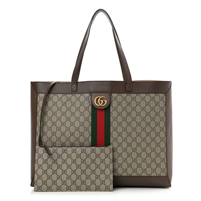 Gucci GG Supreme Monogram Web Ophidia Tote Brown 1 of 11