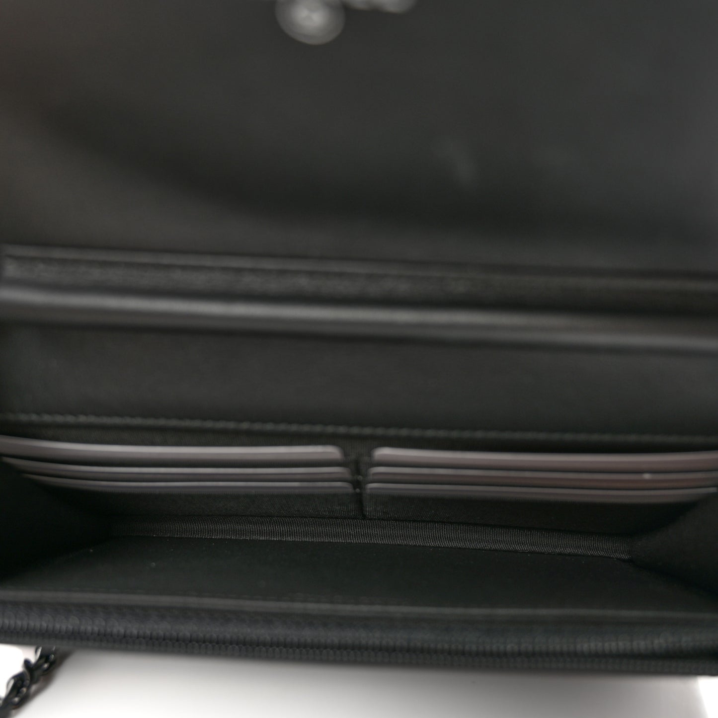 Calfskin Painted Chevron Embossed Boy Wallet On Chain WOC Black