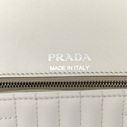 Prada Soft Calfskin Impunture Diagramme Medium Chain Flap Shoulder Bag White 9 of 12