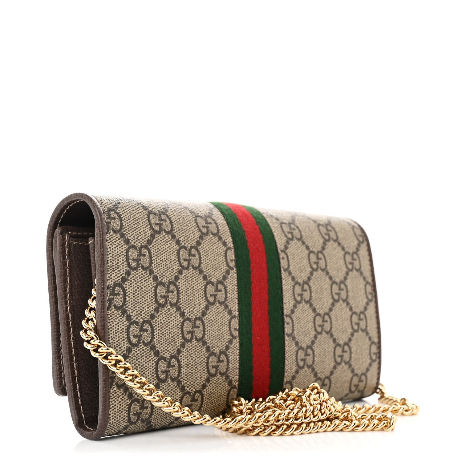 Gucci GG Supreme Monogram Web Ophidia Wallet On Chain Brown 3 of 11