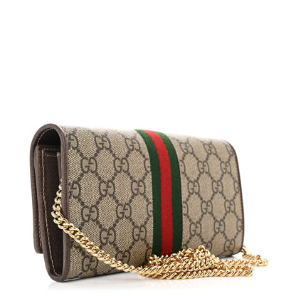 Gucci GG Supreme Monogram Web Ophidia Wallet On Chain Brown 3 of 11