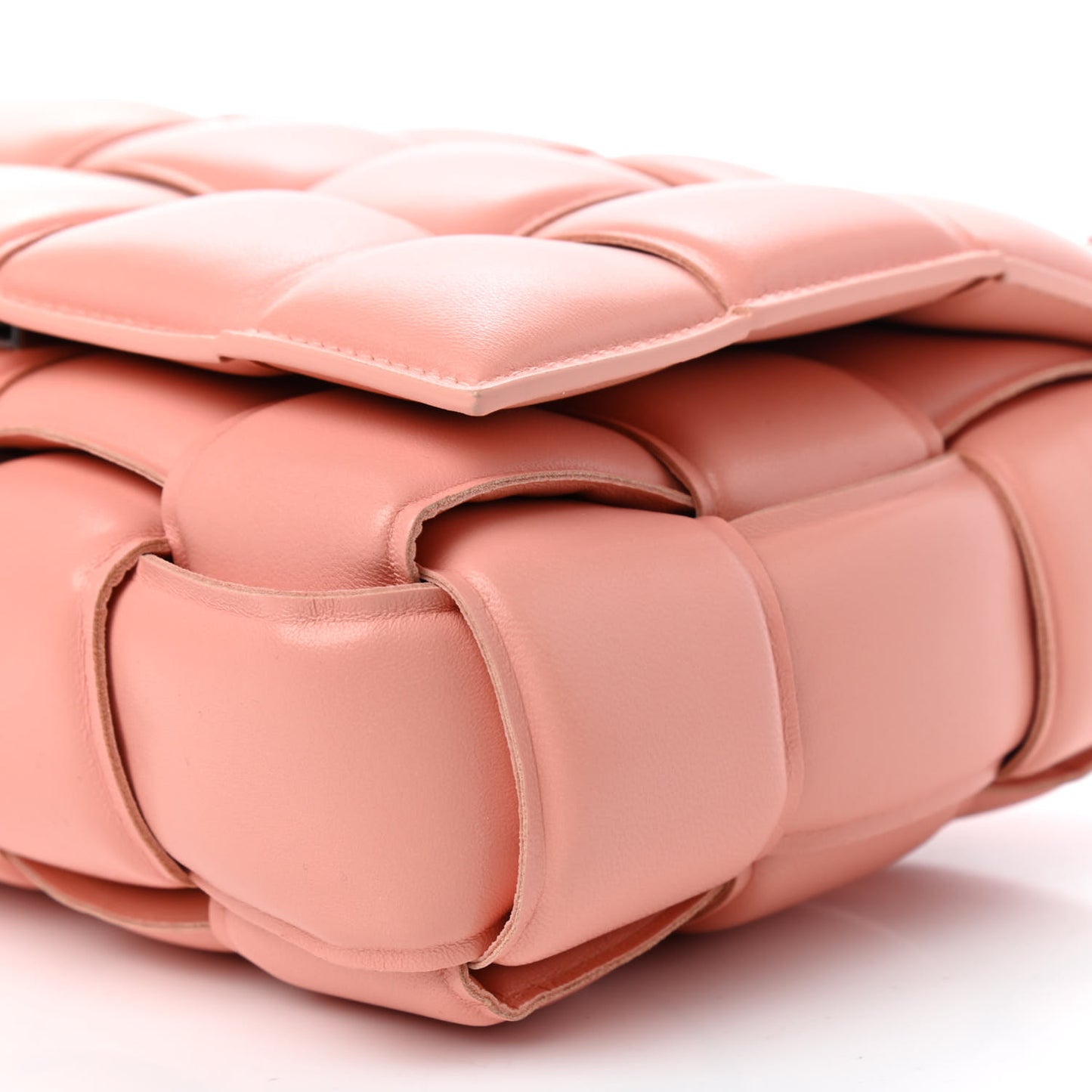 Nappa Maxi Intreccio Padded Cassette Crossbody Bag Peachy