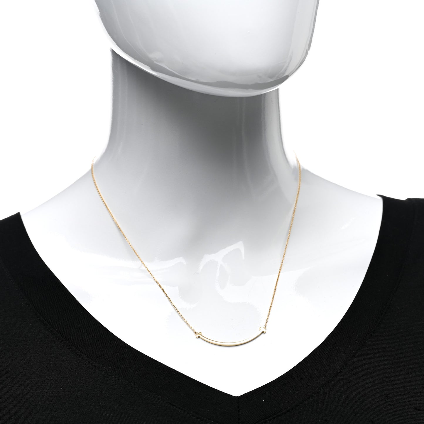 18K Yellow Gold Small T Smile Pendant Necklace