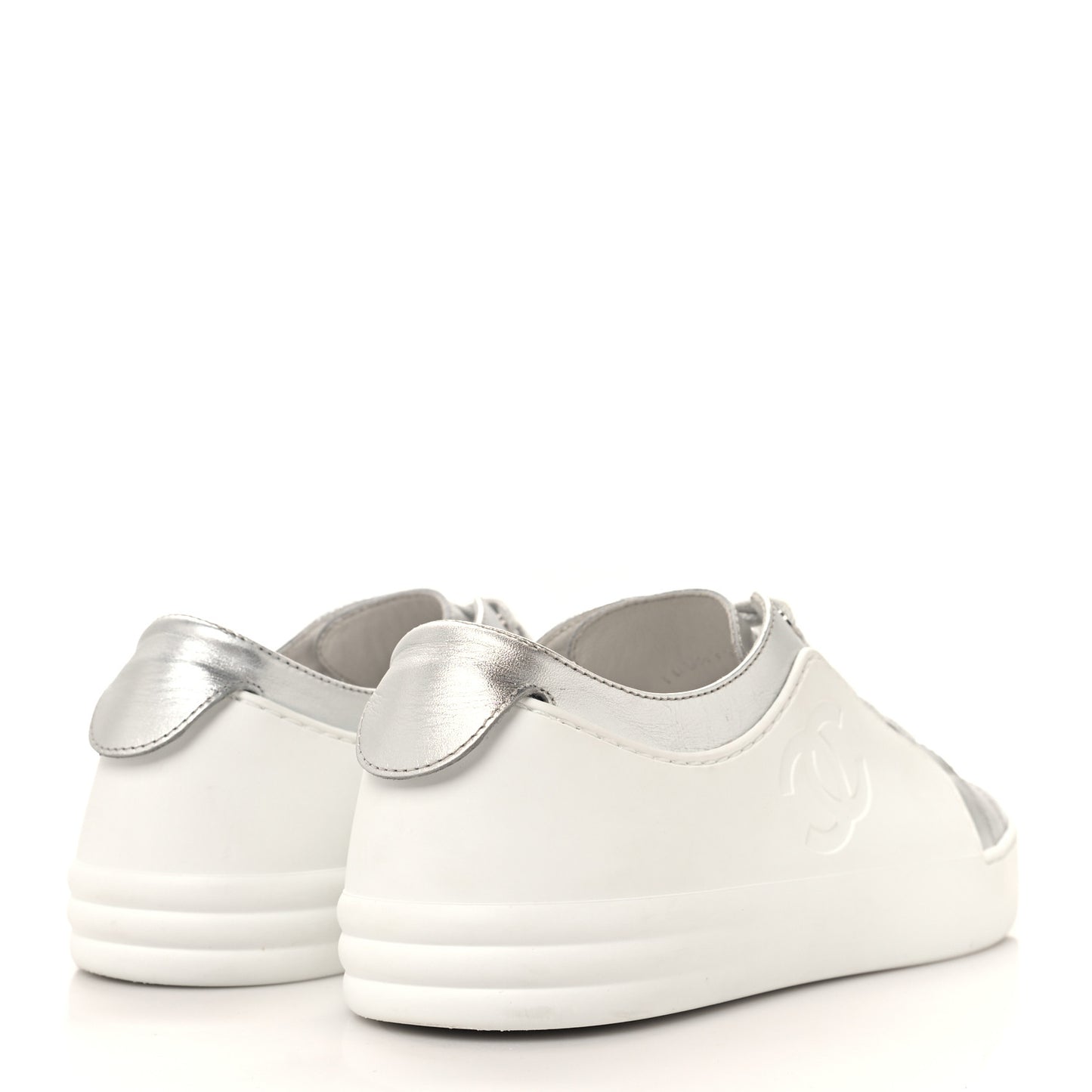 Iridescent Goatskin Womens Sneakers 36.5 White Silver