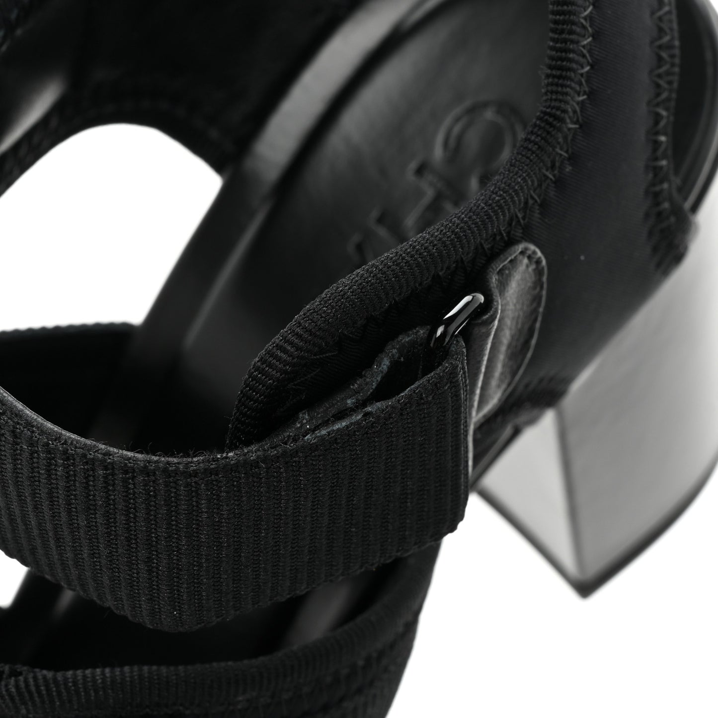 Fabric Metal CC Logo Sandals 36.5 Black