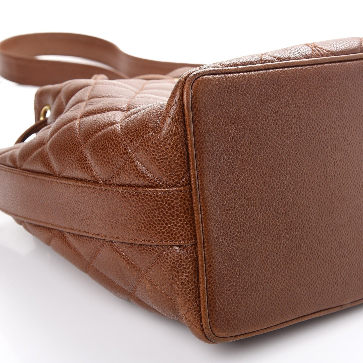 Caviar Quilted Drawstring Shoulder Bag Brown