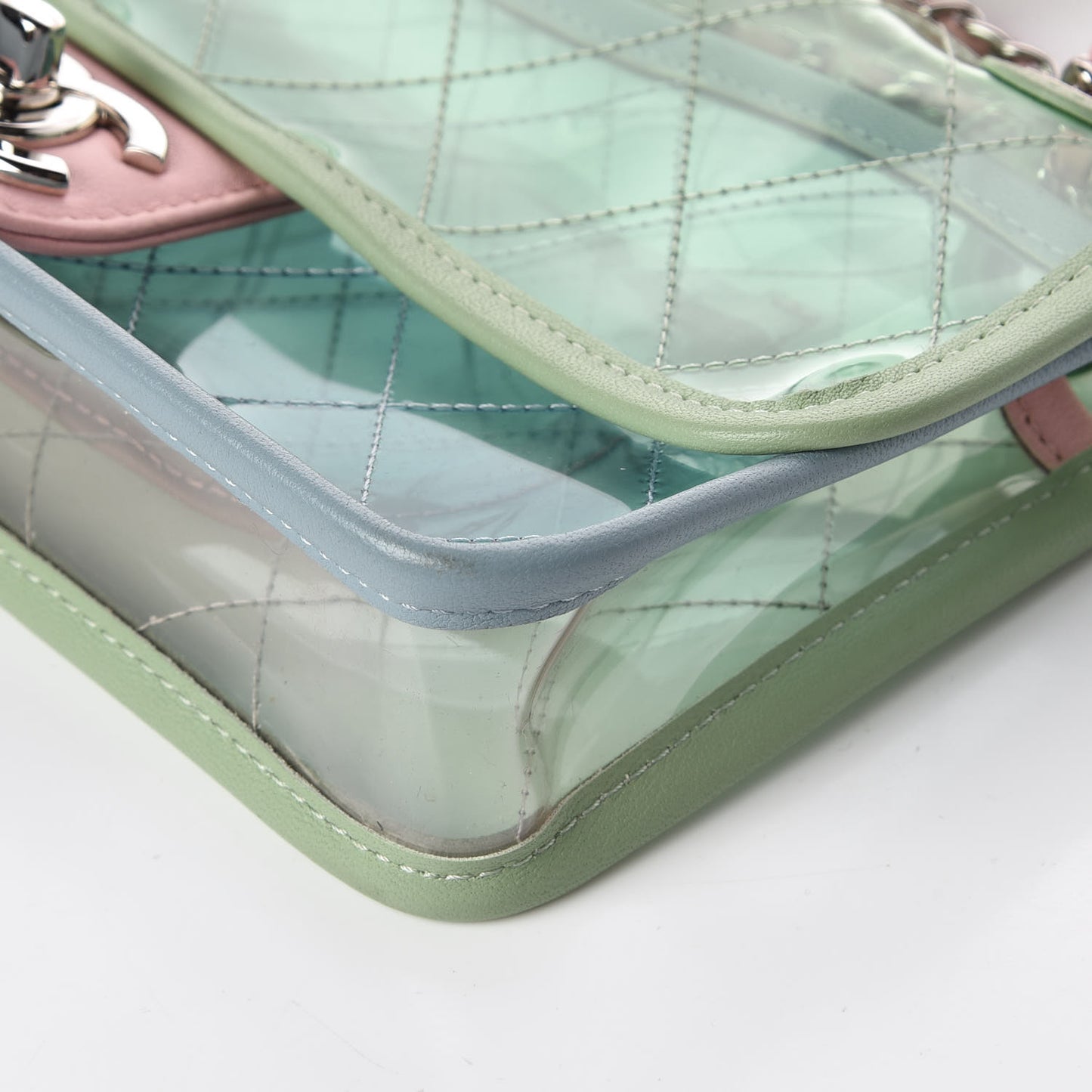 Lambskin PVC Quilted Mini Coco Splash Flap Blue Green