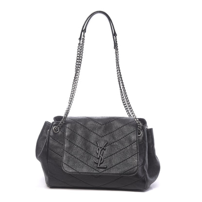 Saint Laurent Pebbled Lambskin Chevron Monogram Small Nolita Black 1 of 10