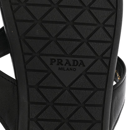 Prada Lambskin Logo Thong Sandals 39 Black 7 of 9
