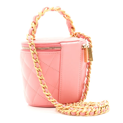 Chanel Lambskin Quilted Afternoon Tea Top Handle Vanity Case With Chain  Light Pink 3 of 10
