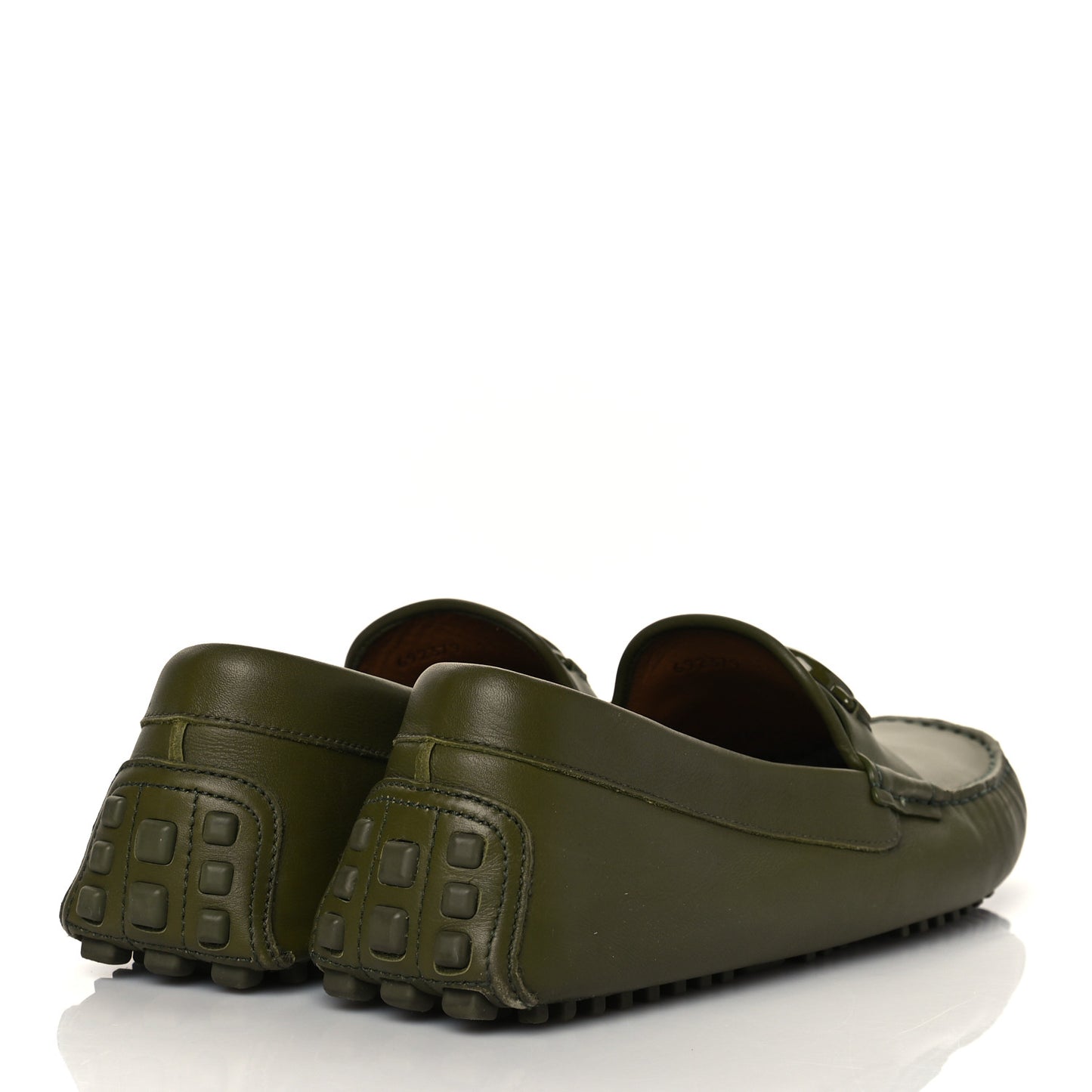 Soft Clove Calfskin Monochrome Mens Interlocking G Driver Loafers 11 Juniper Green