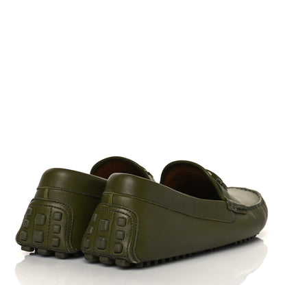 Gucci Soft Clove Calfskin Monochrome Mens Interlocking G Driver Loafers 11 Juniper Green 4 of 13