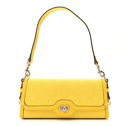 Gucci GG Monogram Textured Dollar Calfskin Small Luce Shoulder Bag Yellow 1 of 10