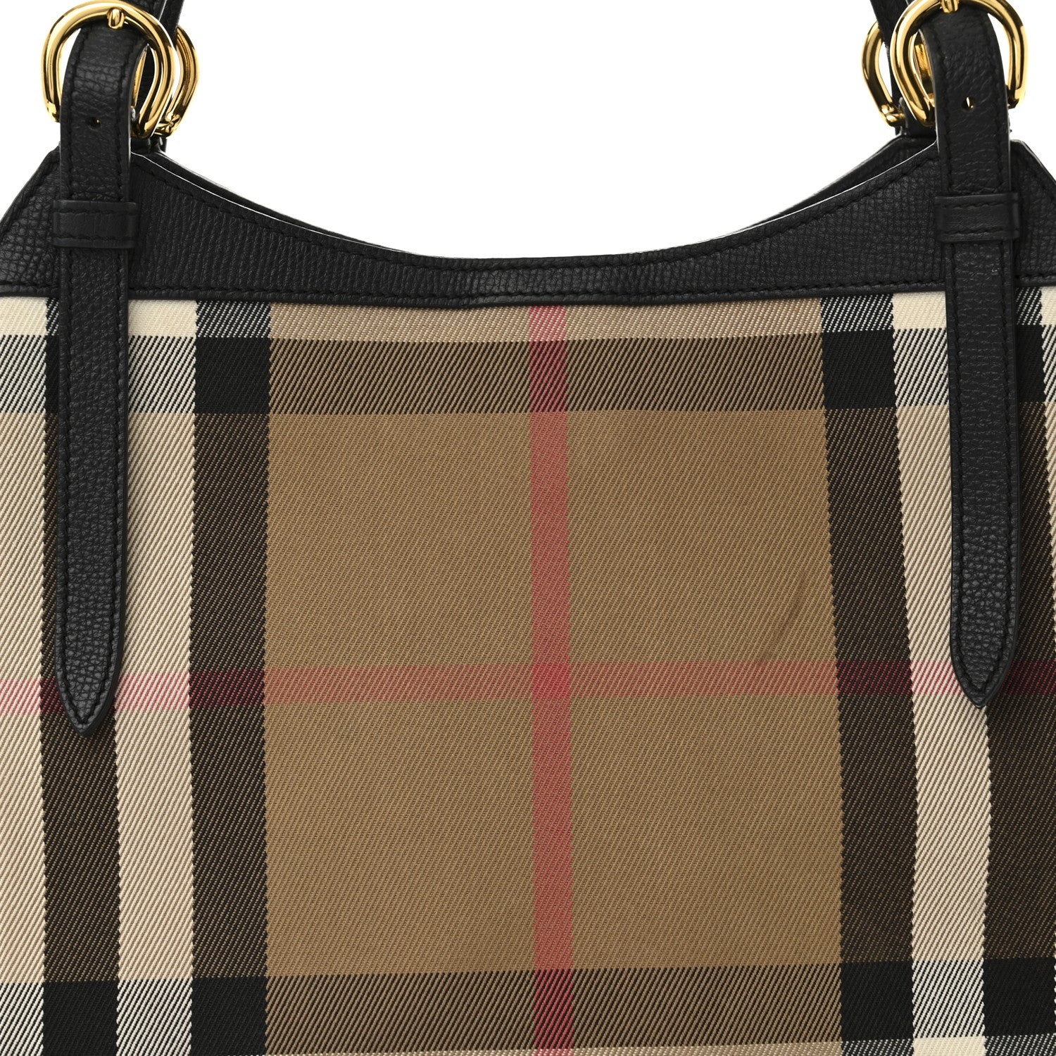 Burberry Grainy Calfskin House Check Small Canterbury Tote Black