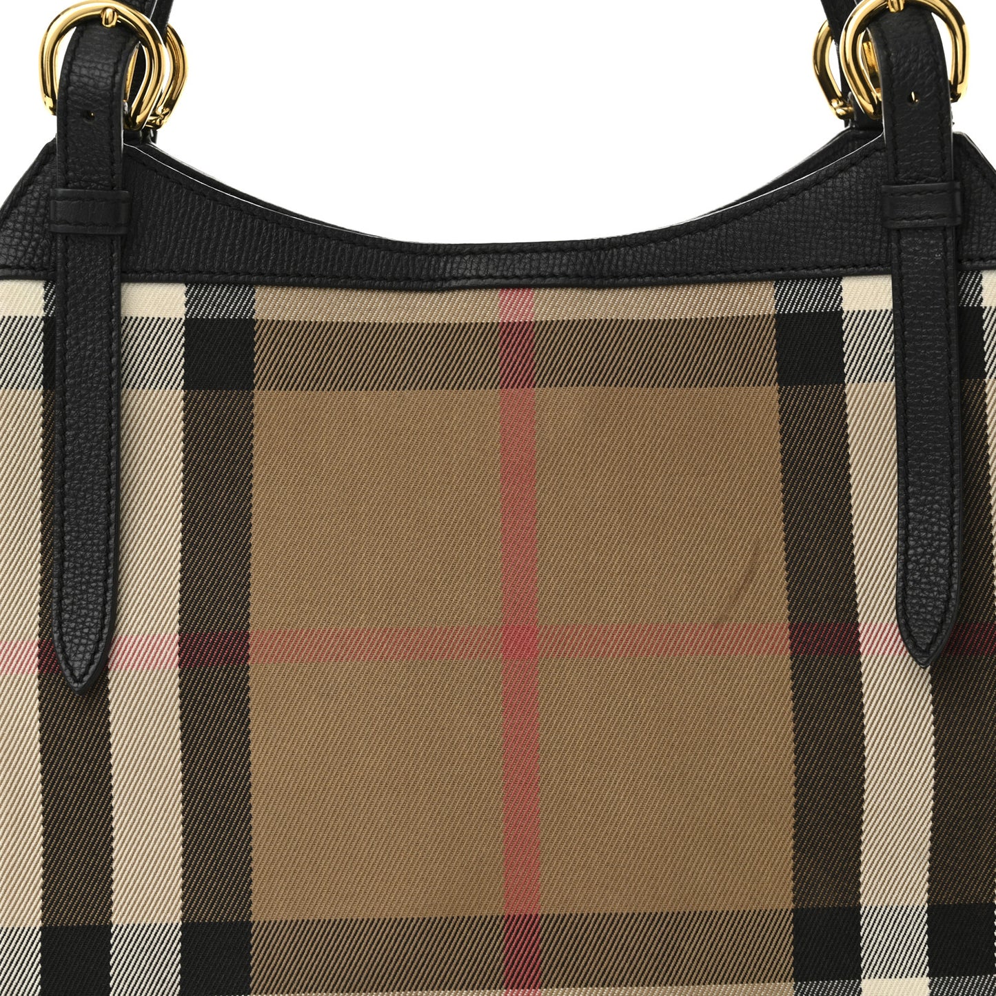 Grainy Calfskin House Check Small Canterbury Tote Black