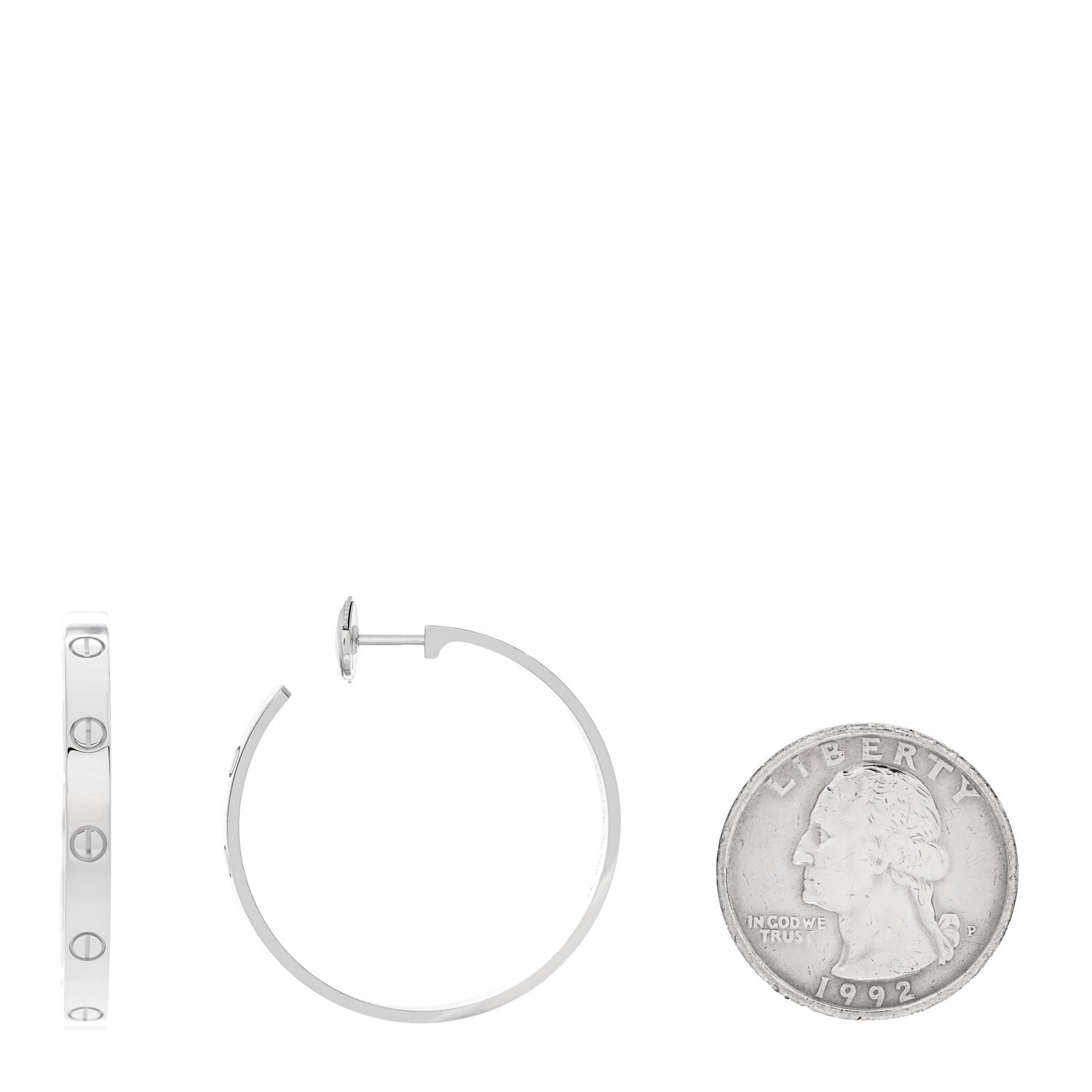 Cartier 18K White Gold Large LOVE Hoop Earrings 2 of 5