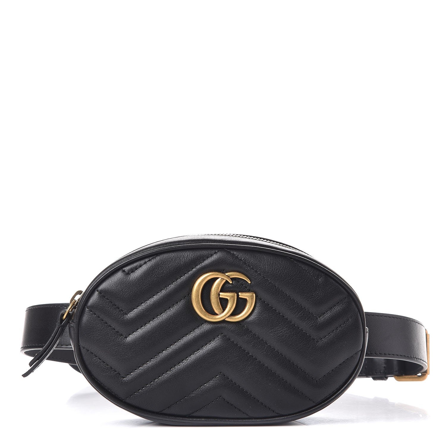 Gucci Calfskin Matelasse GG Marmont Belt Bag 85 34 Black 1 of 7